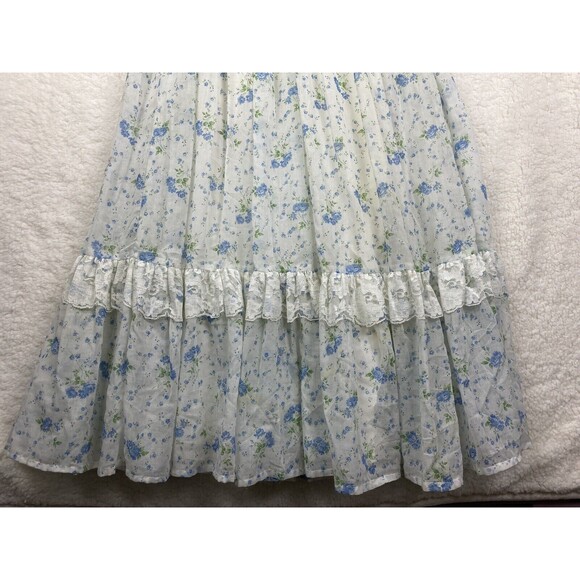 Jessica McClintock Gunne Sax Floral Lace Maxi Dress Cottage Core Prairie Vintage - Picture 3 of 16